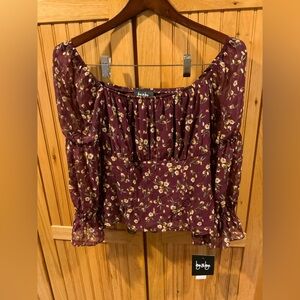 by & by Floral Burgundy Blouse